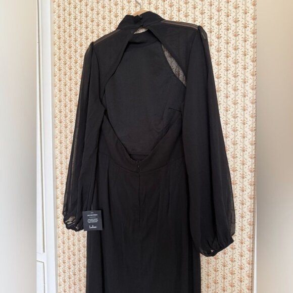 NWT Lulus Graceful Entrance Black Long Sleeve Backless Maxi Dress | Large - Picture 8 of 9